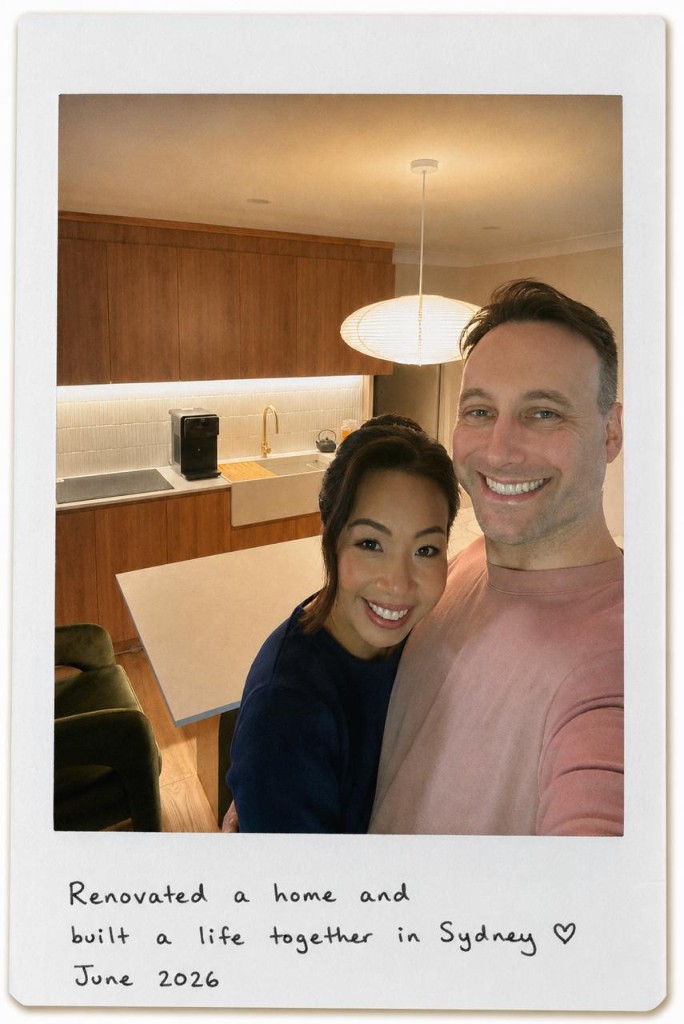 Jamie and Lilly in their renovated Sydney home, June 2026